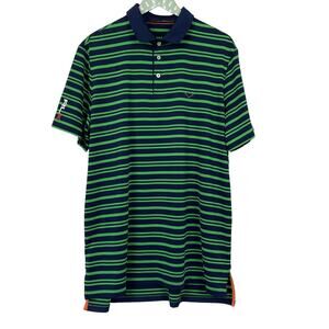 RLX Ralph Lauren Polo Shirt Mens Extra Large Navy Green Striped Golf Performance